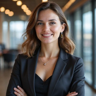 Portrait of a female Marketing Director, looking dynamic and strategic.