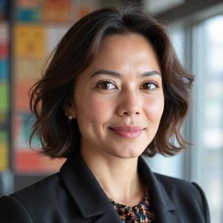 Portrait of a female Head of Product, looking creative and engaged.