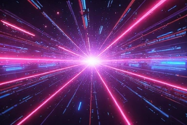 A vibrant, abstract image representing the future of gaming technology with glowing lines and geometric shapes.