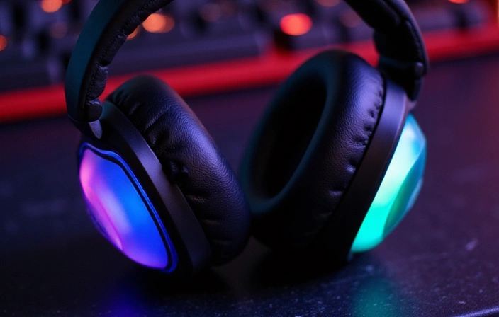 Close-up of headset RGB lighting
